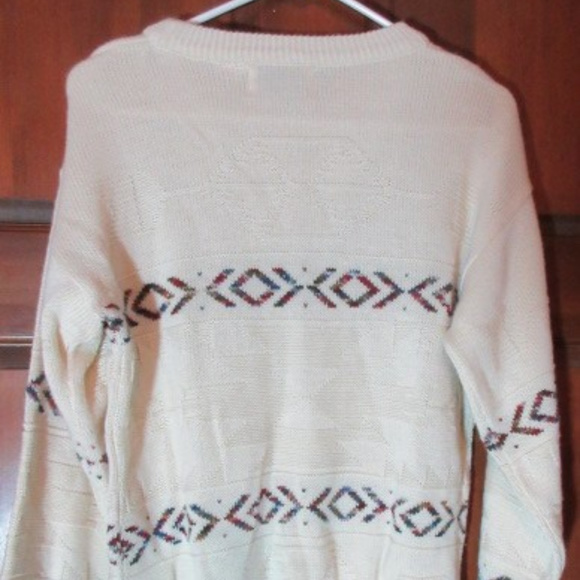 SWEATER GRAPHIX Cream Acrylic Knit Long Sleeves S - Picture 3 of 4